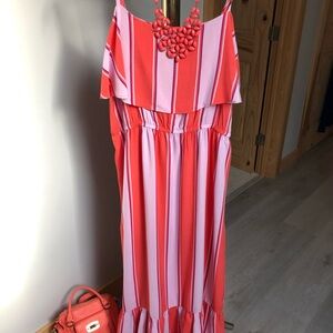 Old Navy Striped Ruffled Summer Maxi Dress Sundress Size XL